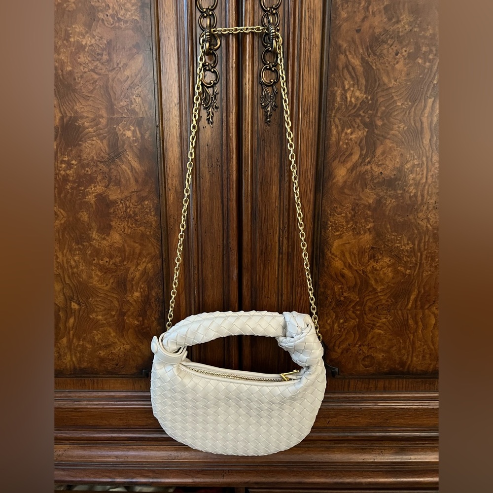 Mini Knot hobo bag chalk color with gold chain. New without tags.